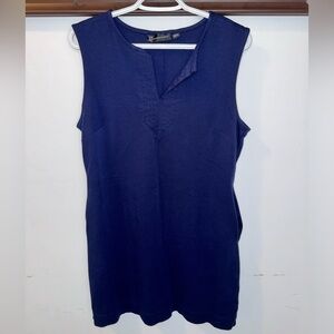 New York & Co Navy Blue Split-Neck
Shift Dress - City Knits Size Large